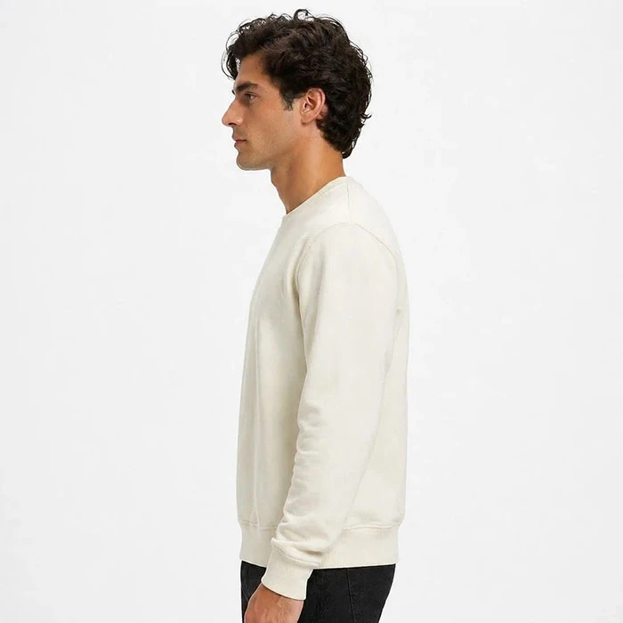 Original-mens-fleece-lined-sweatshirt-by-PullBear-white-Spanish-market-stock-relatively-loose-fit-Code-212.-3 دورس داخل کرکی اورجینال مردانه رنگ سفید برند pull&bear سفارش اسپانیایی تنخوری و قواره نسبتا آزاد کد 212