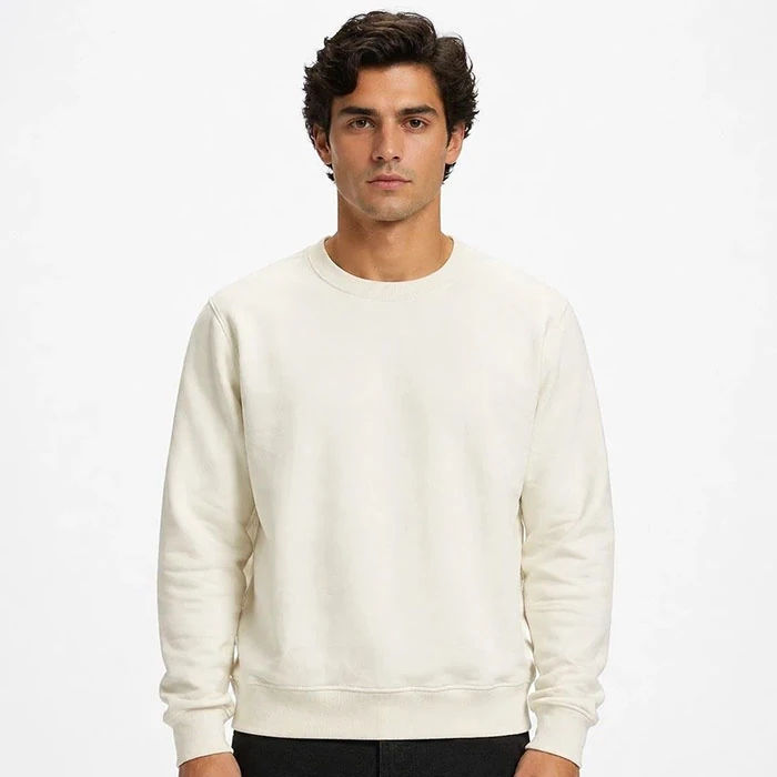 Original-mens-fleece-lined-sweatshirt-by-PullBear-white-Spanish-market-stock-relatively-loose-fit-Code-212 دورس داخل کرکی اورجینال مردانه رنگ سفید برند pull&bear سفارش اسپانیایی تنخوری و قواره نسبتا آزاد کد 212
