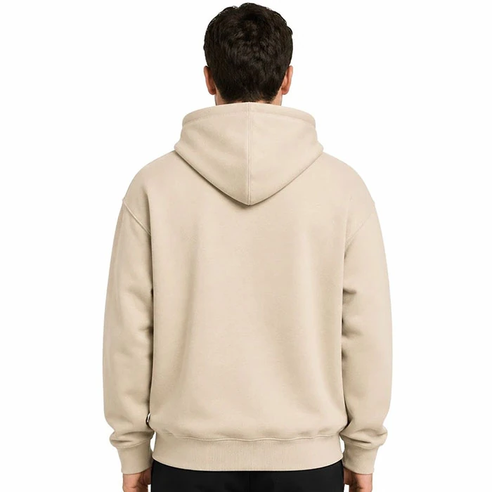 Original-mens-heavyweight-basic-hoodie-by-DUB-Russian-market-edition-features-a-fleece-lined-interior-and-a-nescafe-light-coffee-color.-It-has-a-relatively-relaxed-fit.-Code-206-2 هودی داخل کرکی اورجینال مردانه رنگ نسکافه ای بیسیک گرم بالا برند DUB سفارش روسیه ای تنخوری و قواره نسبتا آزاد کد 206