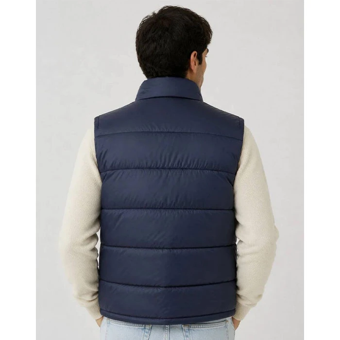 Original-mens-lightweight-puffer-vest-in-stylish-navy-blue-Kiabi-brand-French-import-standard-fit-and-cut-Code-197-2 پافر لایت اورجینال مردانه رنگ سورمه ای شیک برند kiabi سفارش فرانسویی تنخوری و قواره استاندارد کد 197