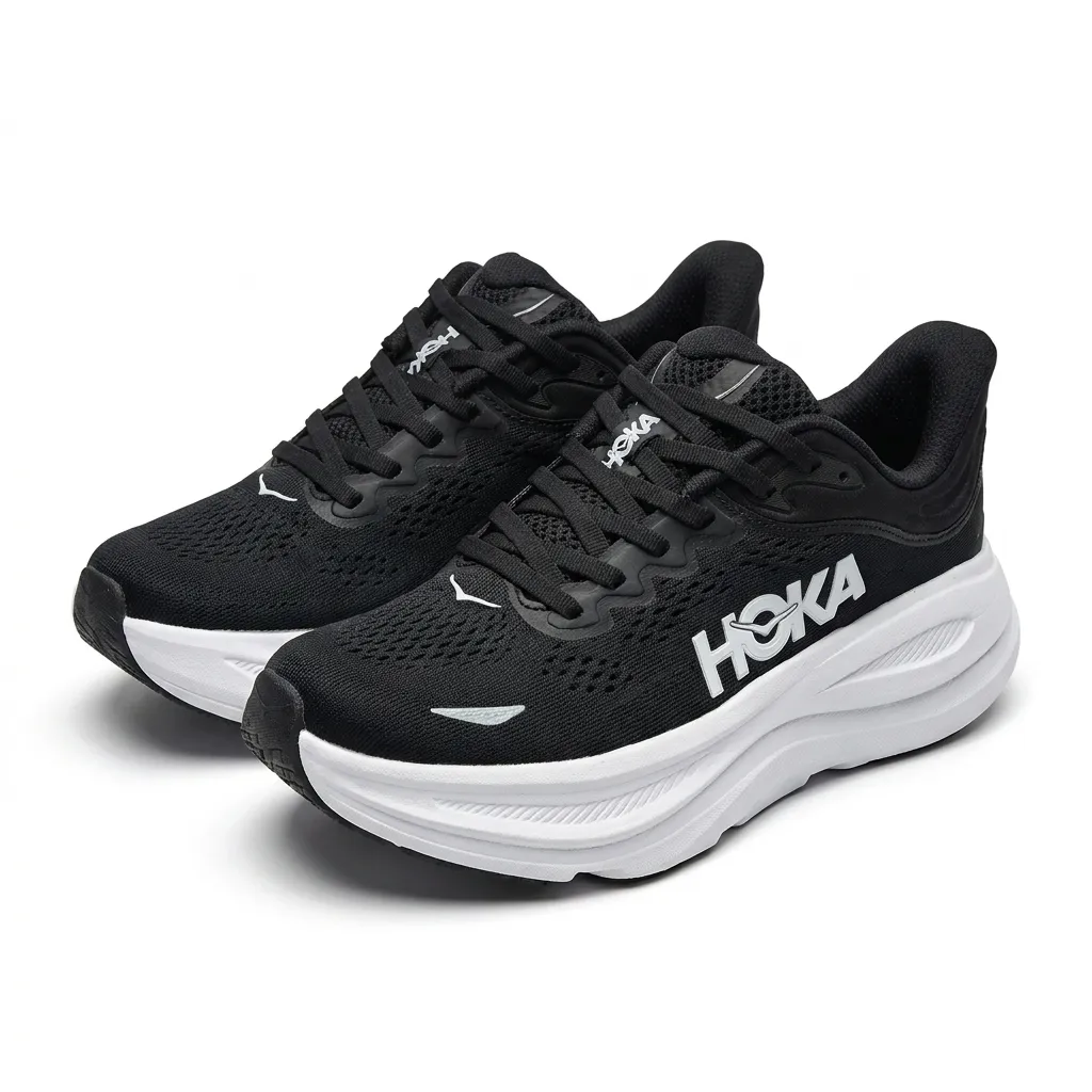 ca32faa78d9ce786cf9bc0344c66f371 کتونی هوکا باندی ۹ مشکی سفیدHOKA BONDI