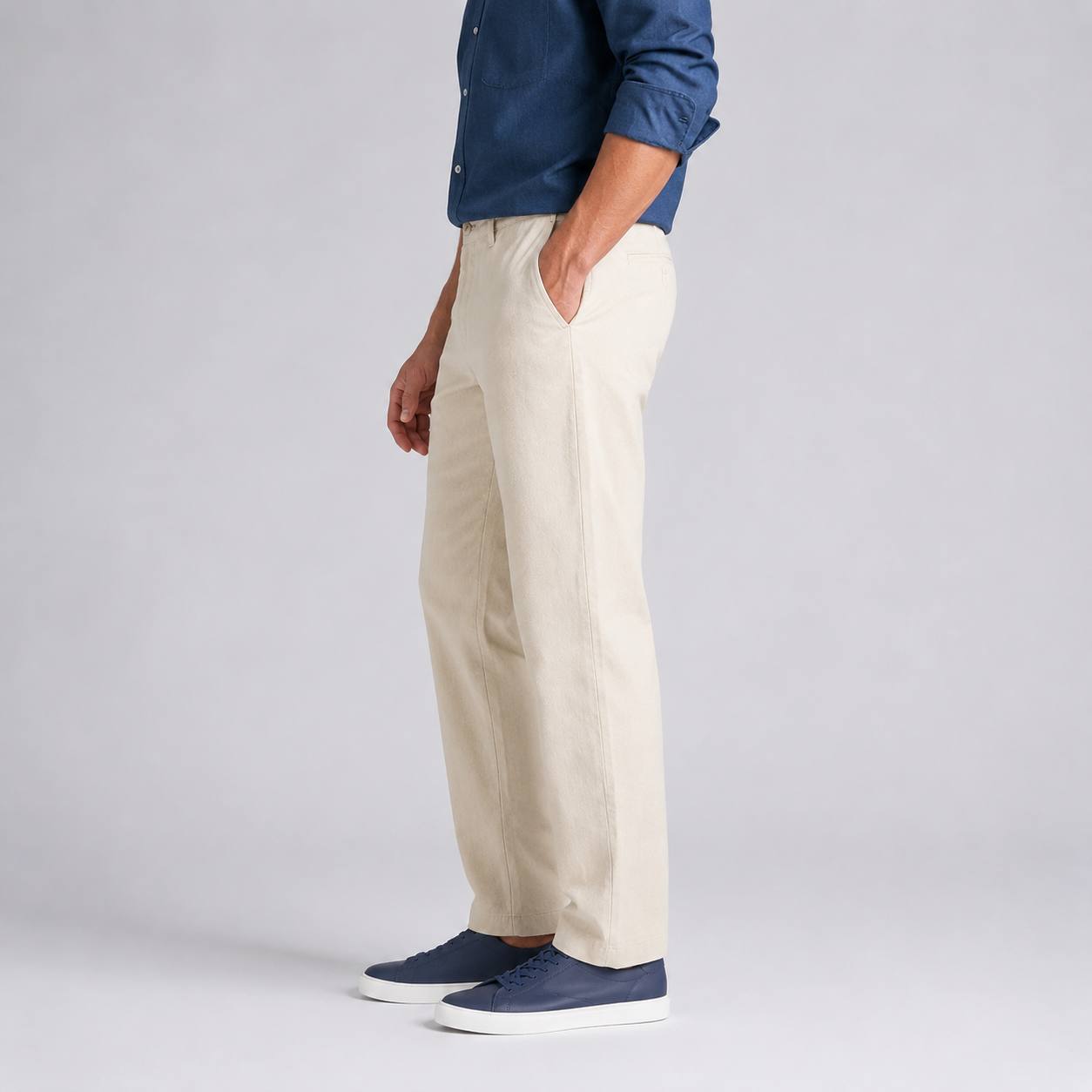 hm-mens-2 شلوار لنین راسته رگولار بسیار خنک مردانه کرمی برند H&M سوئدی 2078