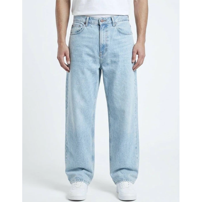 شلوار جین بگ مردانه اورجینال رنگ یخی روشن برند pull&bear سفارش اسپانیایی مدل بگ و آزاد کد 2011