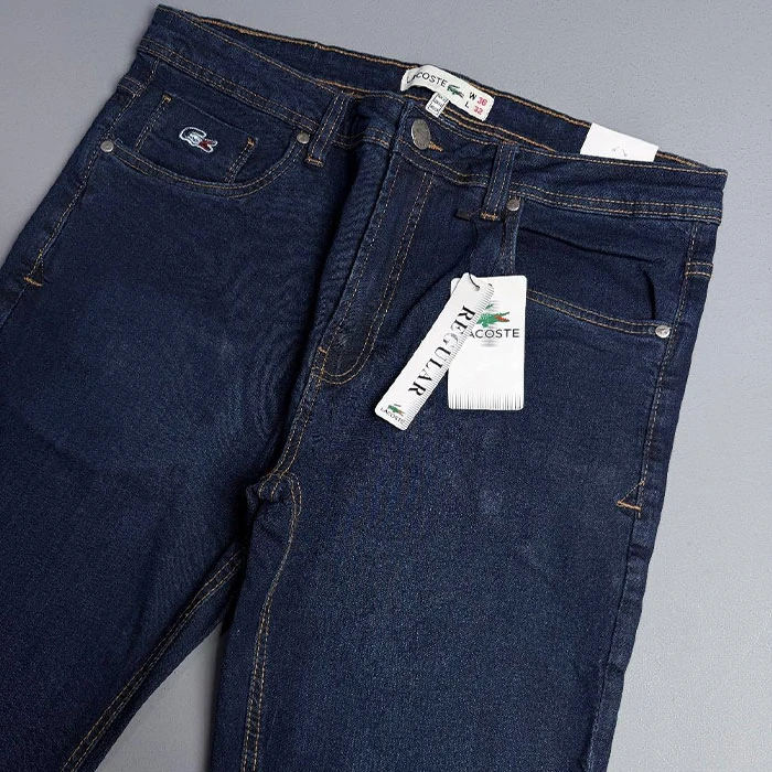 lacoste-dark-navy-straight-slim-fit-pants-size-5-2-1 شلوار جین مردانه اورجینال رنگ سرمه ای تیره برند Laocoste فرانسویی مدل راسته اسلیم کد 2004