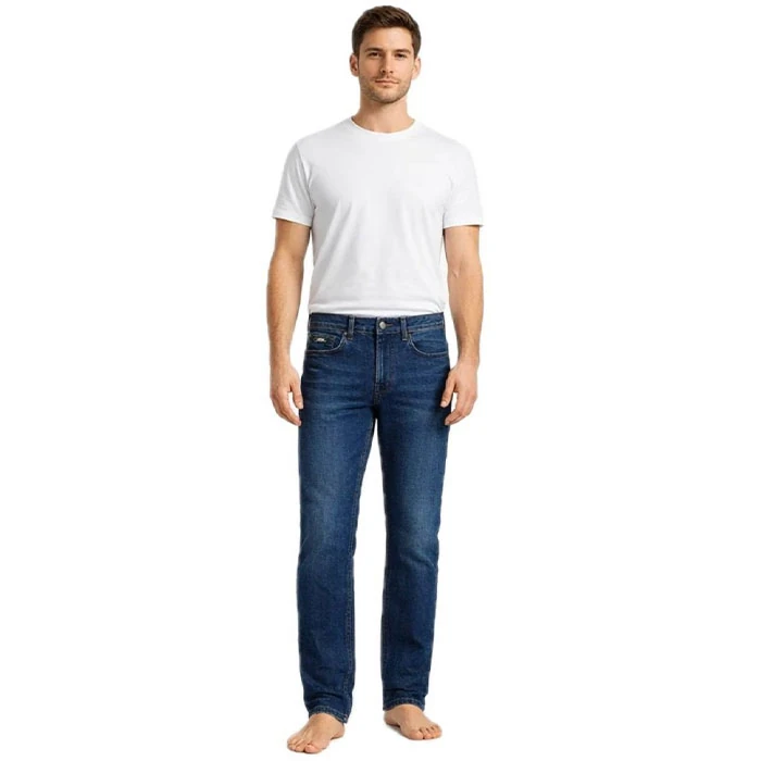 light-navy-blue-lacoste-pants-straight-model-slim-fit-code-4-1-1 شلوار جین مردانه اورجینال رنگ سرمه ای روشن برند Laocoste فرانسویی مدل راسته اسلیم کد 2003