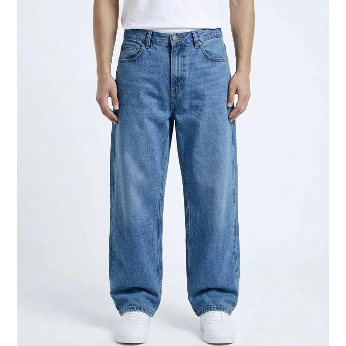 شلوار جین بگ مردانه اورجینال رنگ آبی متوسط برند pull&bear سفارش اسپانیایی مدل بگ و آزاد کد 2013