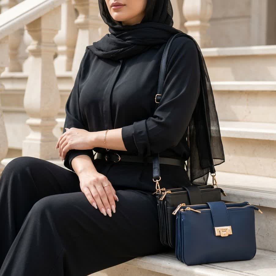 کیف دوشی زنانه کتابی 3زیپ
