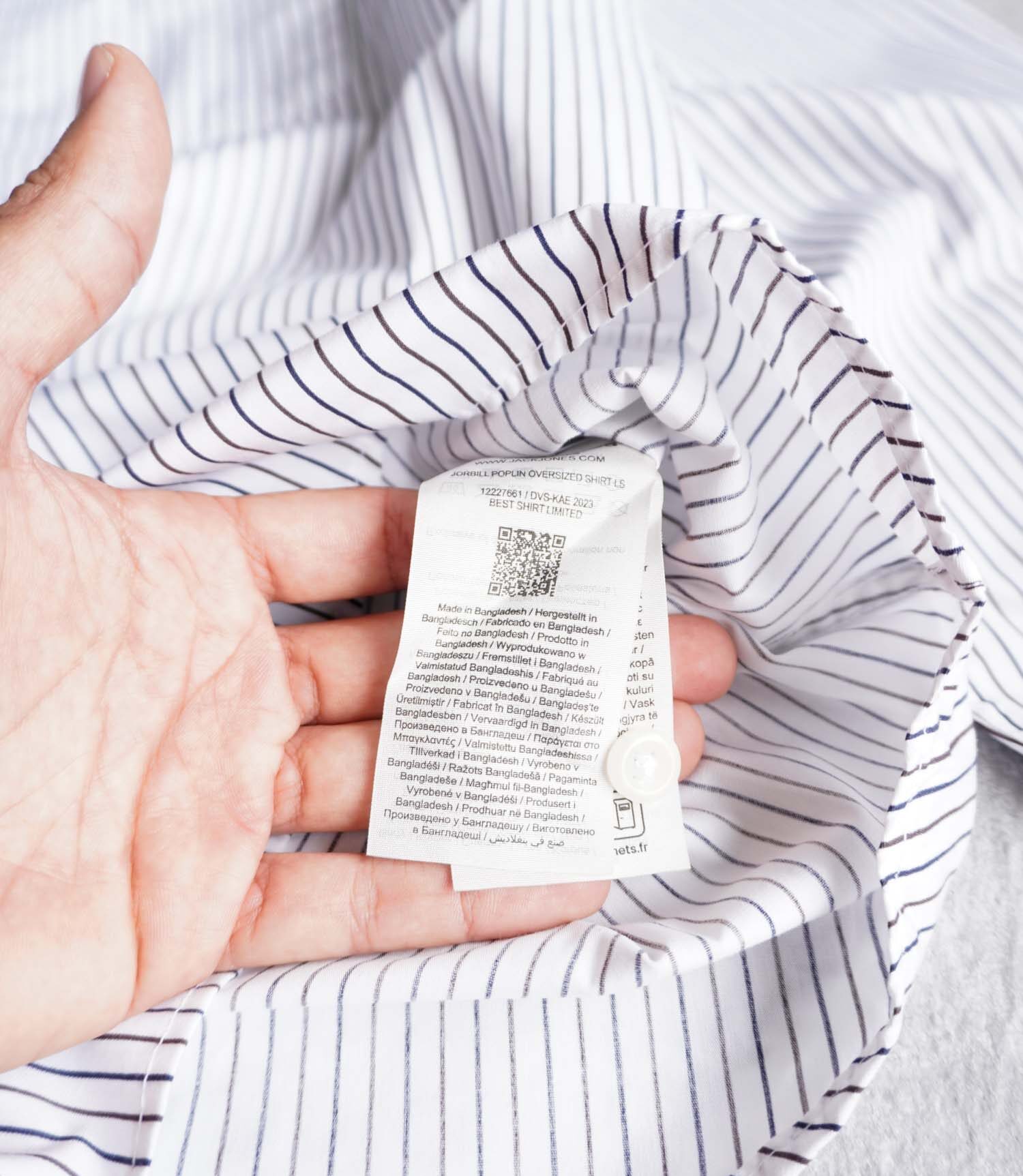 پیراهن نخی آستین بلند اورسایز سفید راه راه Jack&Jones