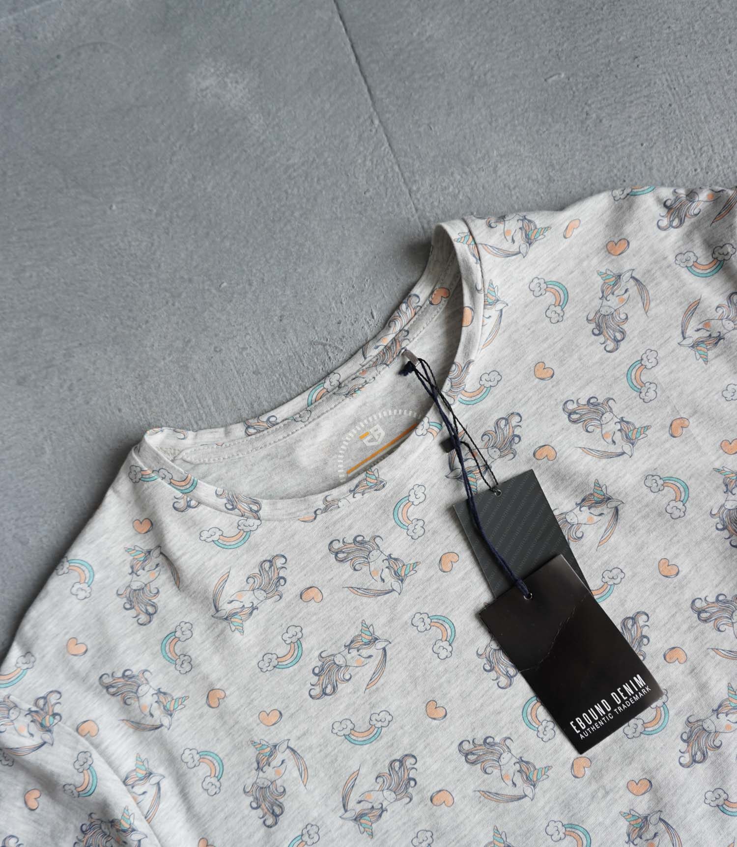 تیشرت نخی مردانه طرح دار طوسی Ebound denim