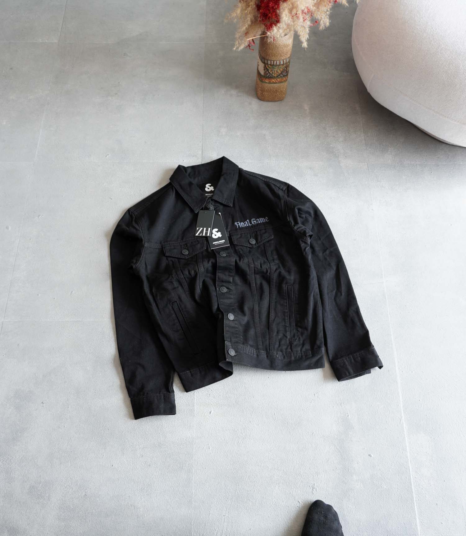 product-53555-DSC00122 جکت جین مشکی طرح دار Jack&Jones
