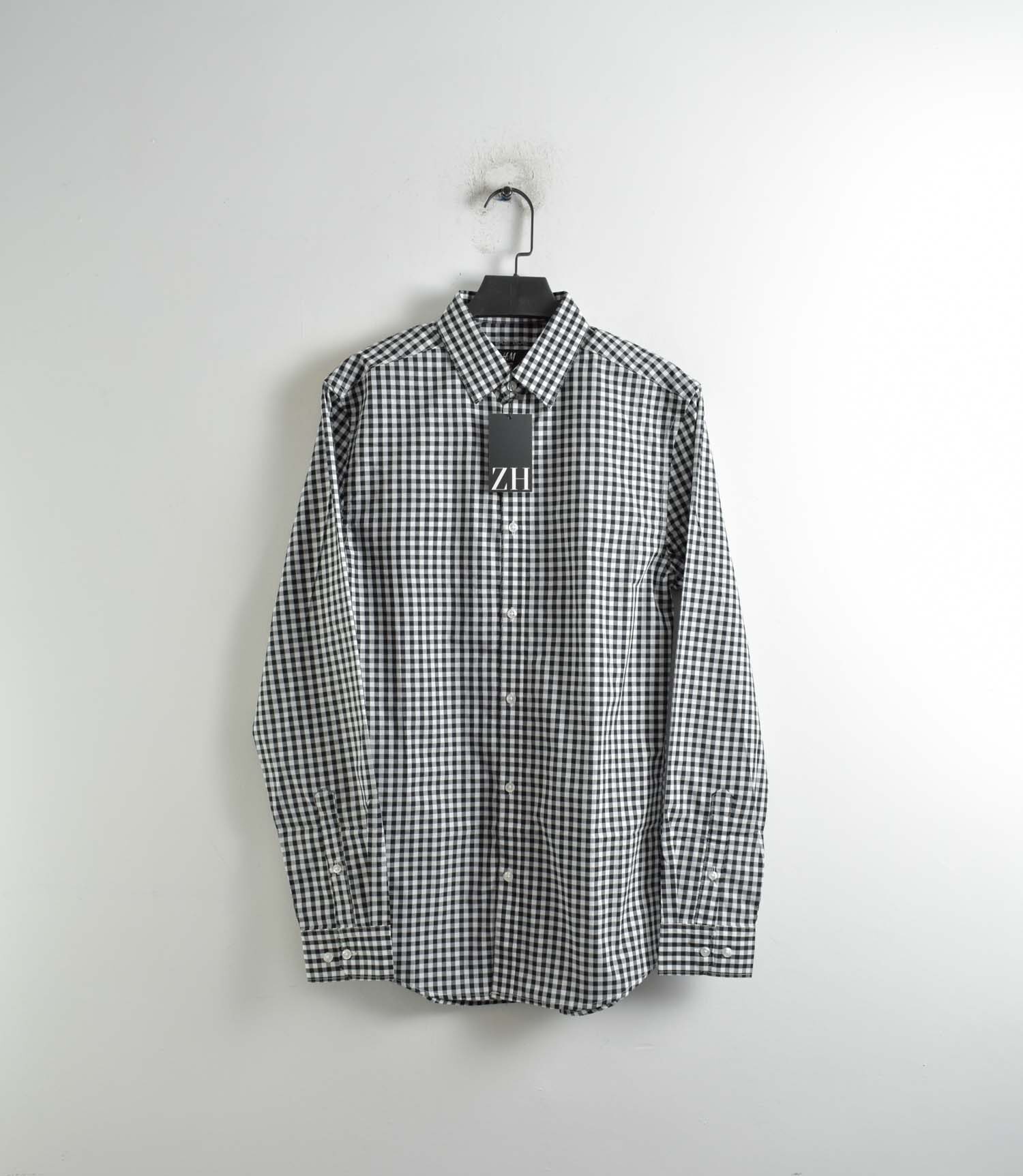 پیراهن نخی چهارخونه آستین بلند H&M