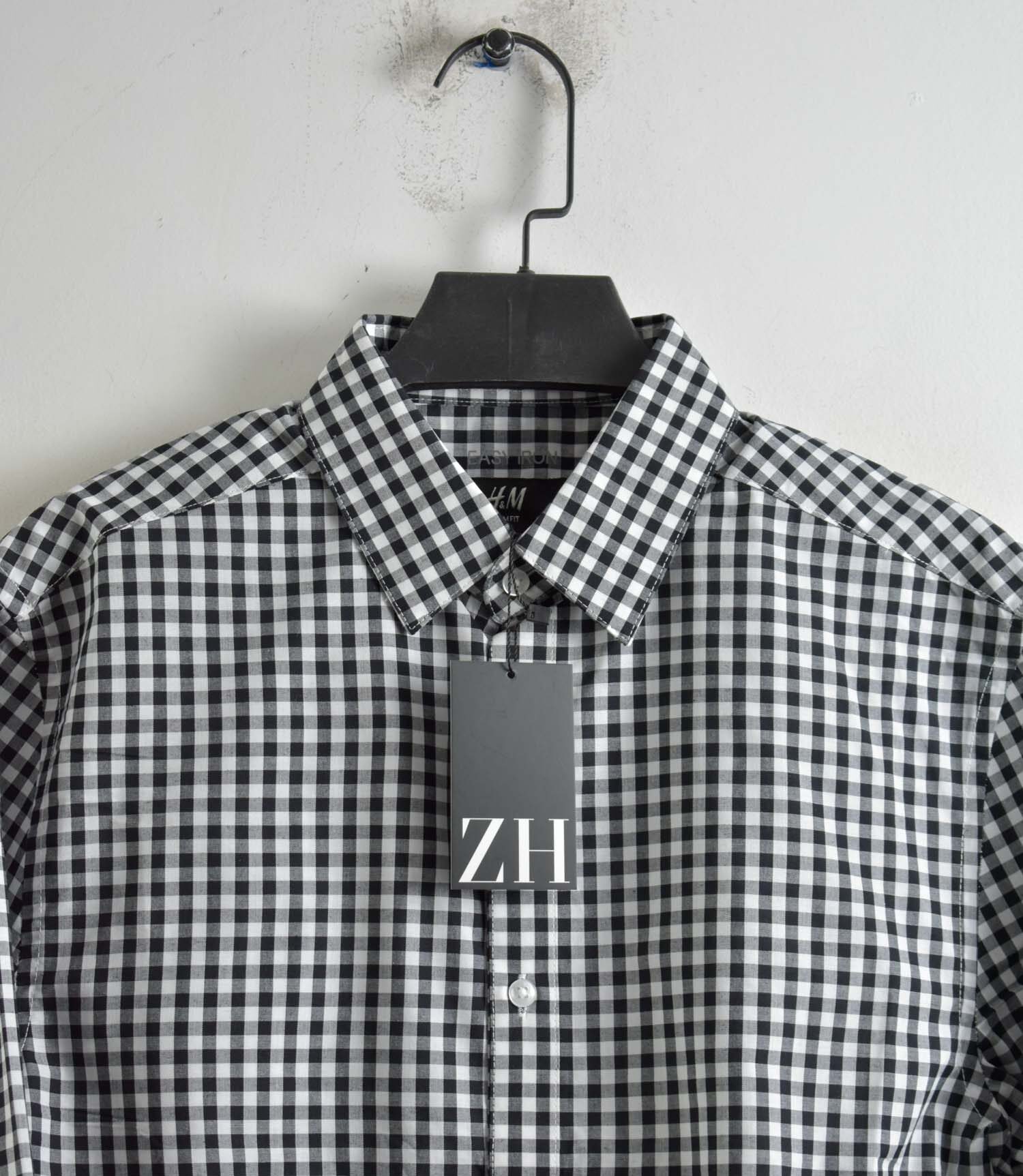 پیراهن نخی چهارخونه آستین بلند H&M