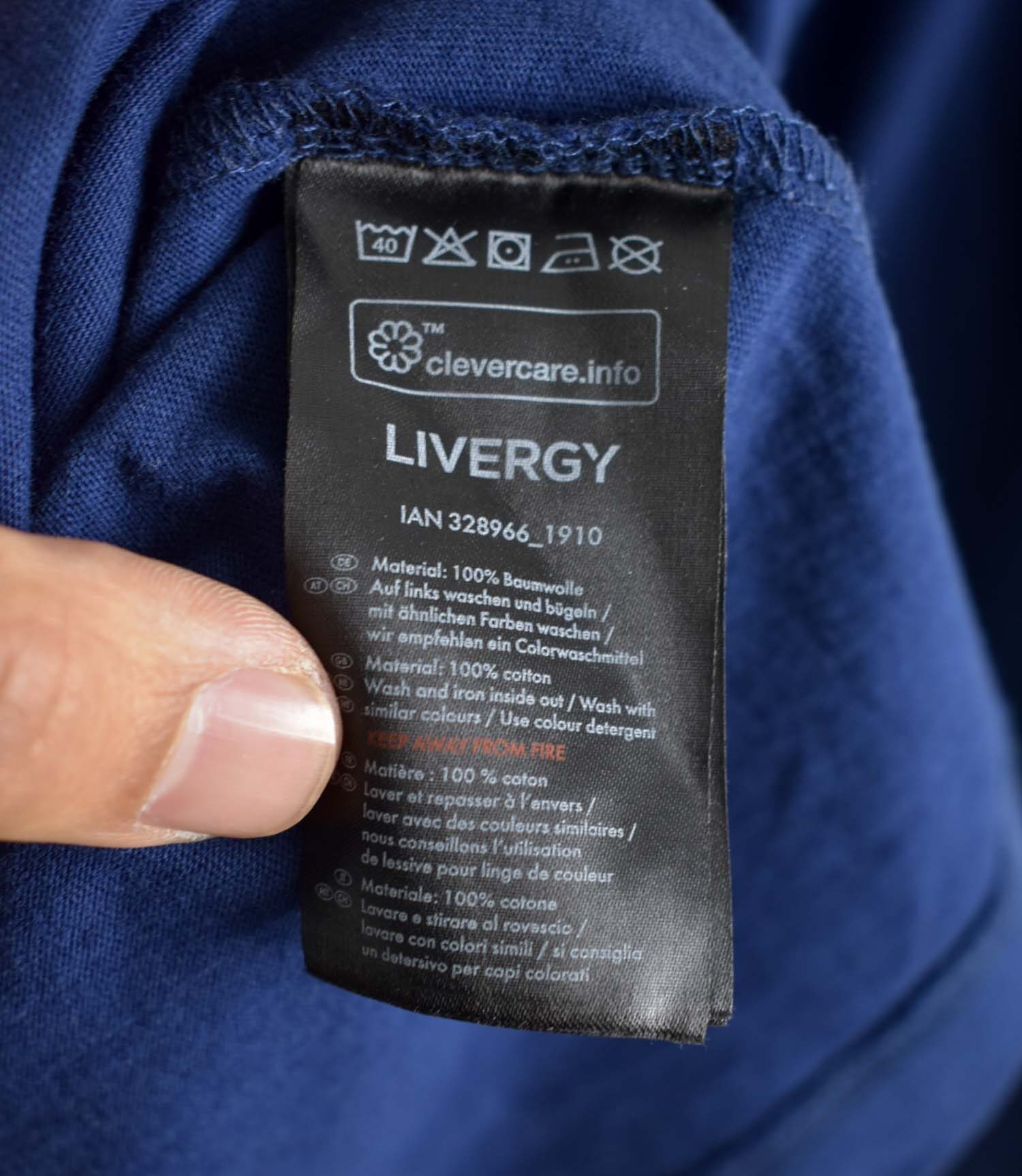 تیشرت آستین بلند سرمه ای ساده Livergy