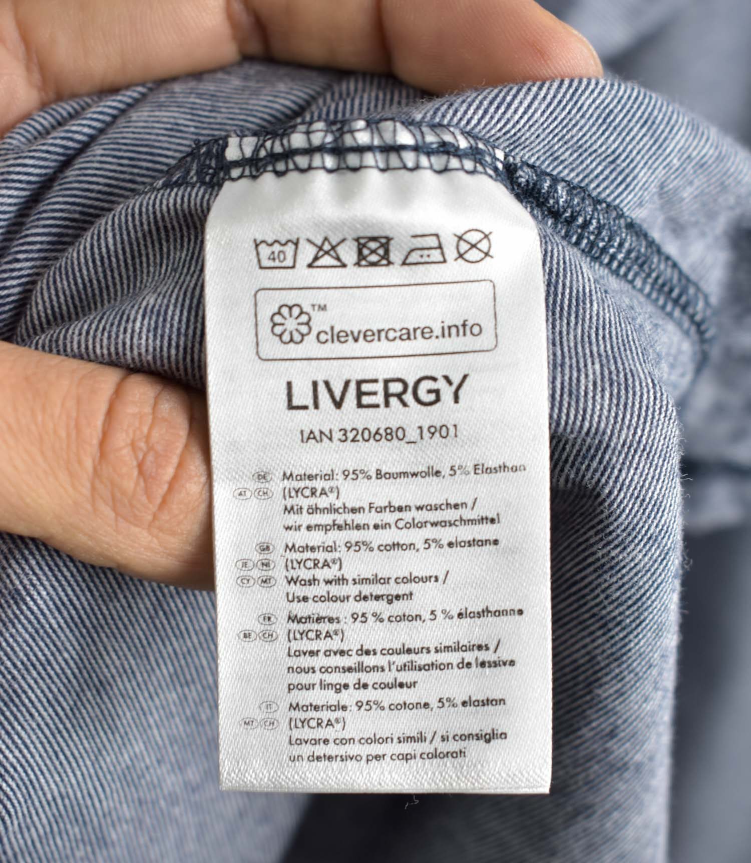 تیشرت آستین بلند یقه گرد آبی Livergy