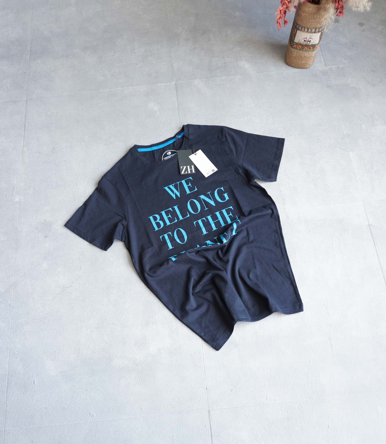 تیشرت نخی مردانه سرمه ای تیره Ebound denim