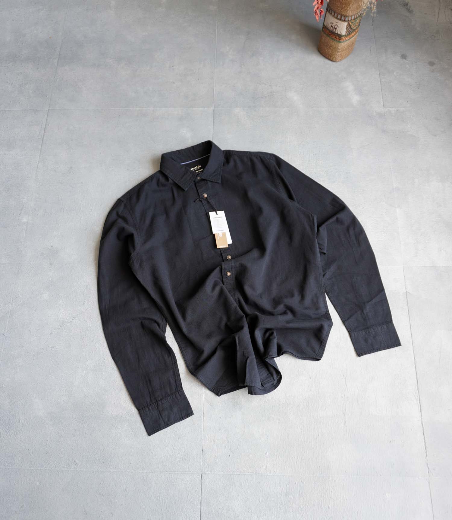 پیراهن لینن مشکی ساده Jack&Jones – تخفیف تک سایز