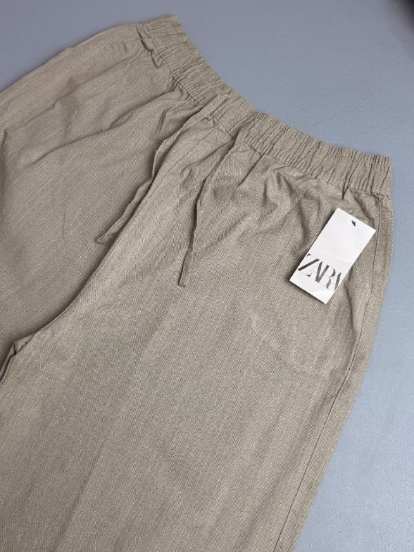 شلوار لنین حصیری ZARA اورجینال رنگ زیتونی کد 2059